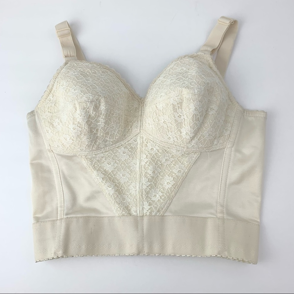 Peter Pan Couture Vintage Lace Bustier Corset Longline Bra 34B